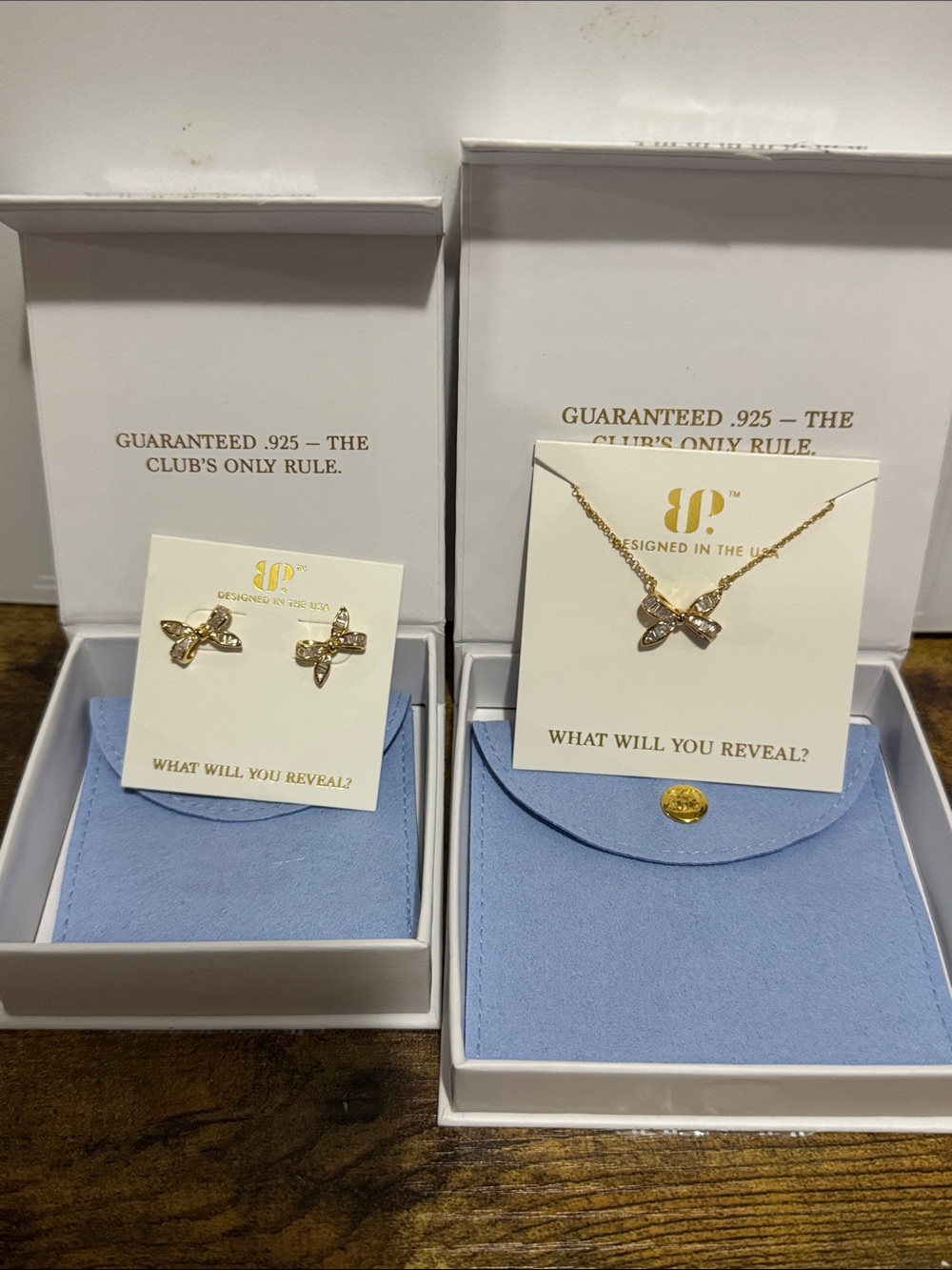 Bomb Party Vermeil Necklace & Earrings Set BOWS